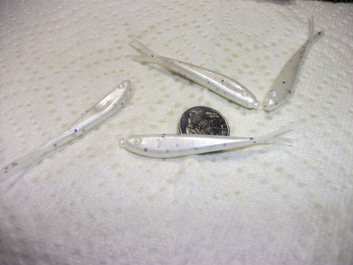 Fishing Minnows Soft Plastic Baits for Bass & Walleye 2 1/4" Glitter Pearls