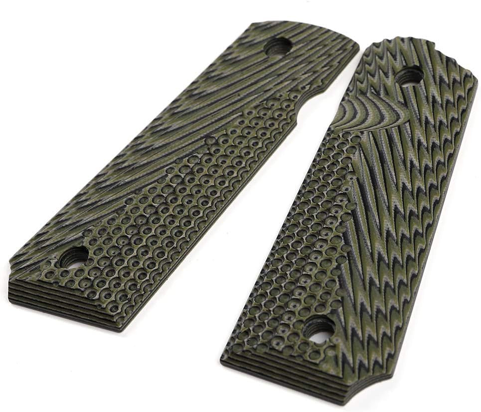 1911 Full Size G10 Pistol Grips with Stainless Screws - Black, CNC Machined