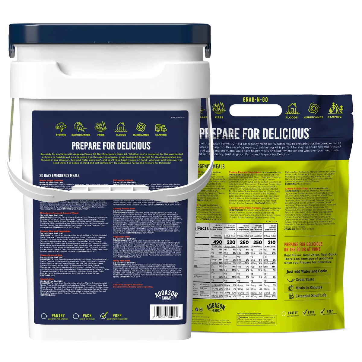 Emergency Food Supply Bucket & 72-Hour Kit - 212 Servings, Long Shelf Life