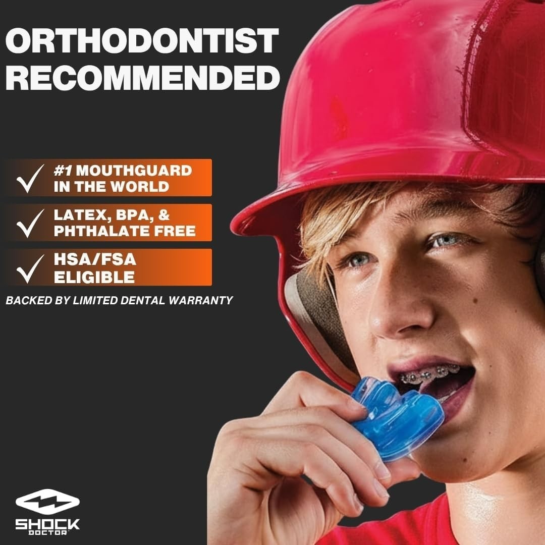 Youth Sports Mouth Guard for Braces - Shock Doctor Blue Orthodontic Protection