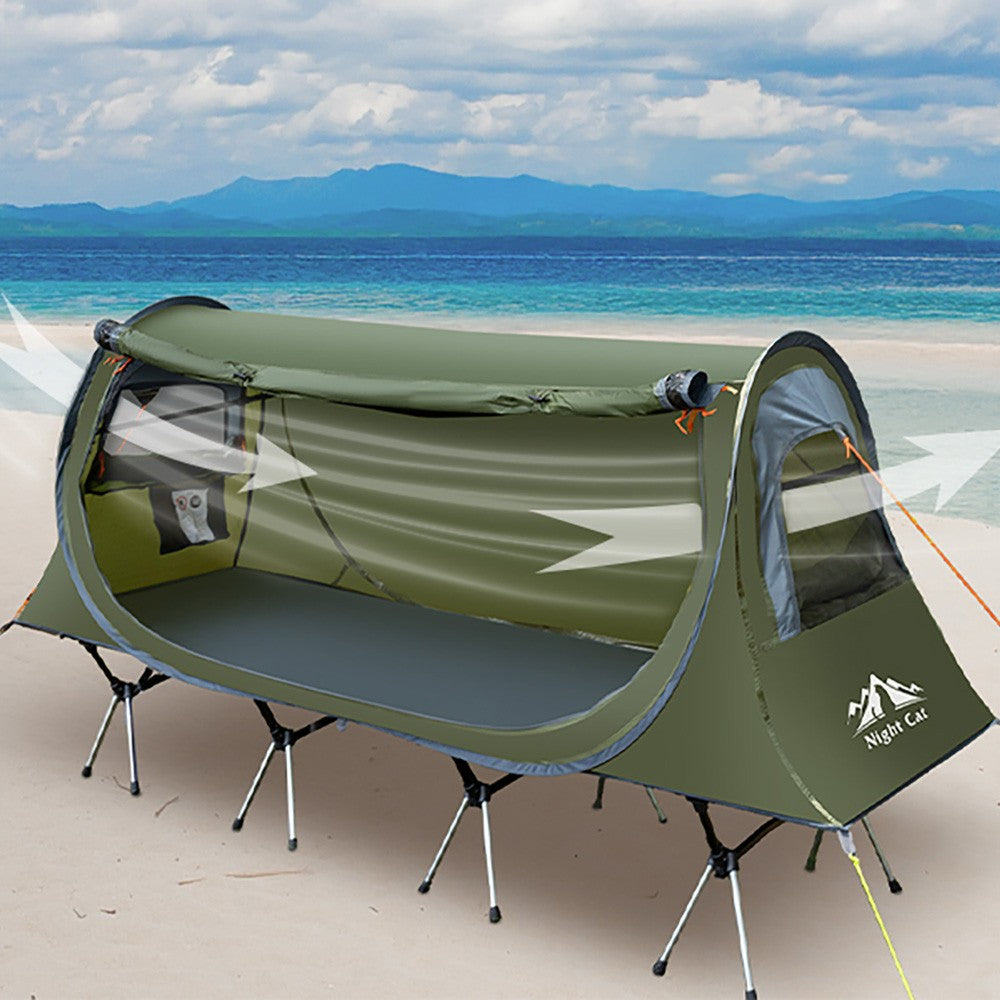 Compact Waterproof Pop-Up Camping Tent for Cyclists - Easy Setup & Fits with Camping Cot