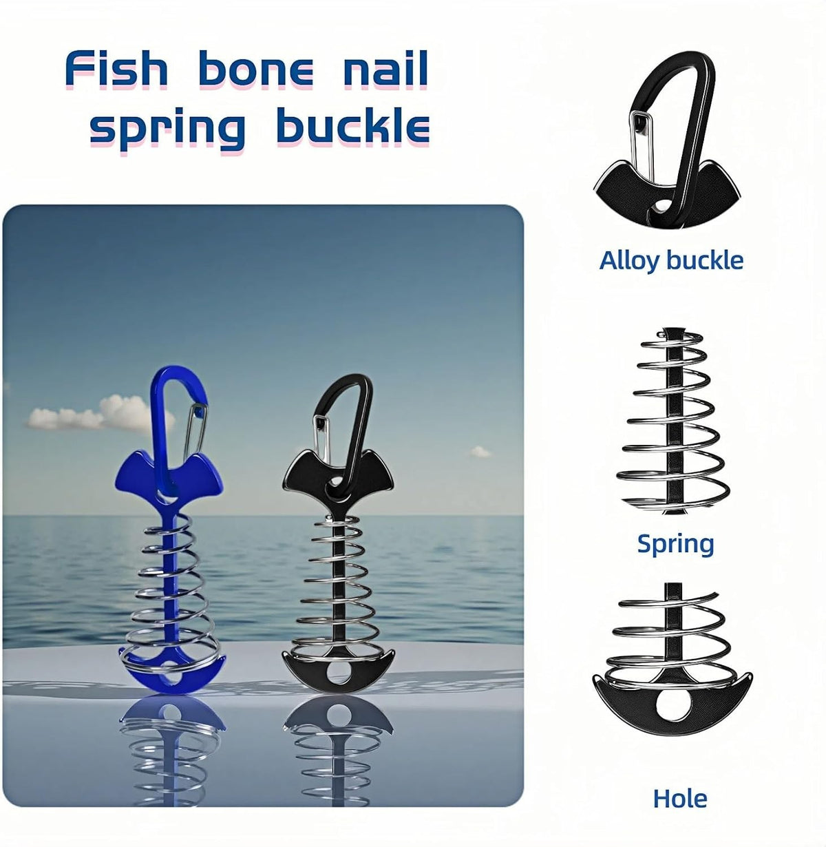 Adjustable Aluminum Tent Pegs with Carabiner for Decks & Canopies
