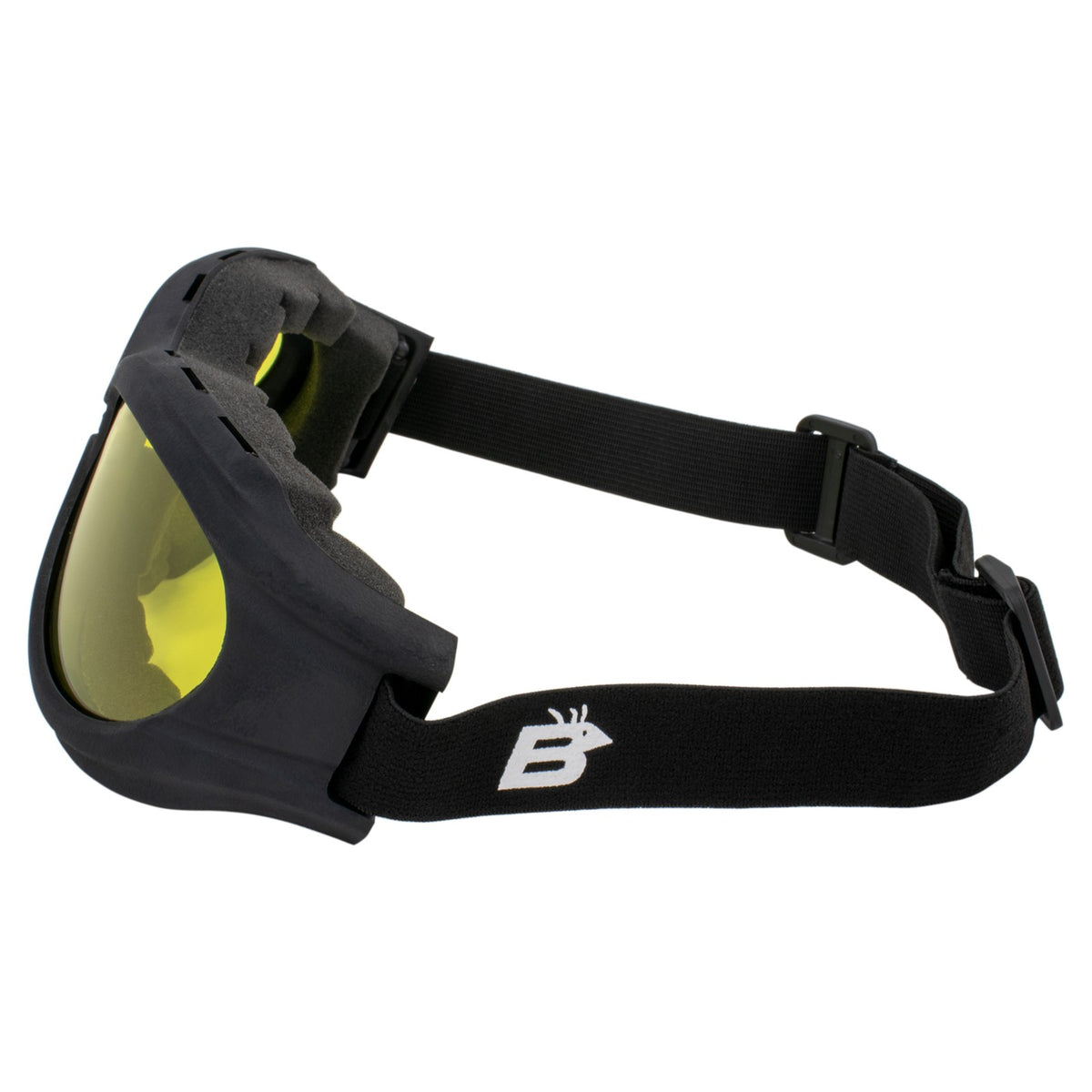 Black Frame Motorcycle Goggle Kit with Smoke and Yellow Lenses - Over Glasses Safety Eyewear