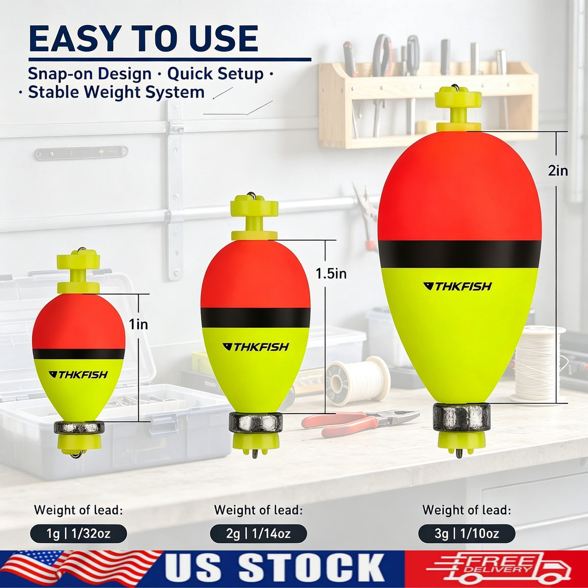 Weighted Foam Fishing Bobbers Set - Snap-On Floats for Crappie & Bass