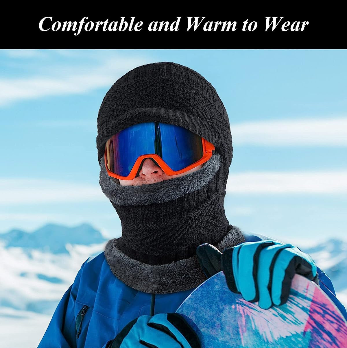 Winter Knitted Face Mask & Hat Set for Cycling Ski Warmth Men Women