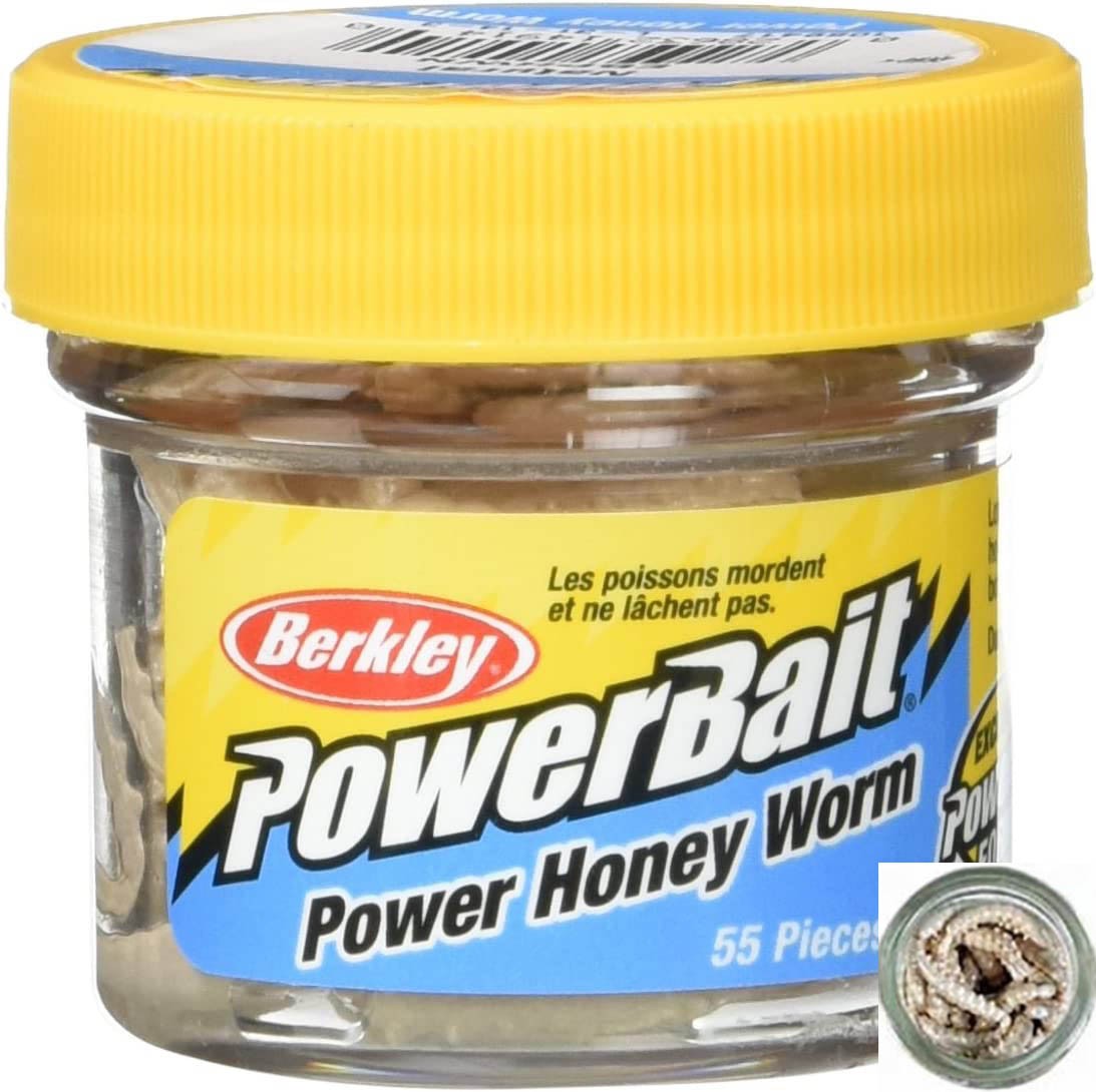 Fishing Bait Soft Plastic Worms - PowerBait Honey Worms 1 Inch, 55 Per Jar