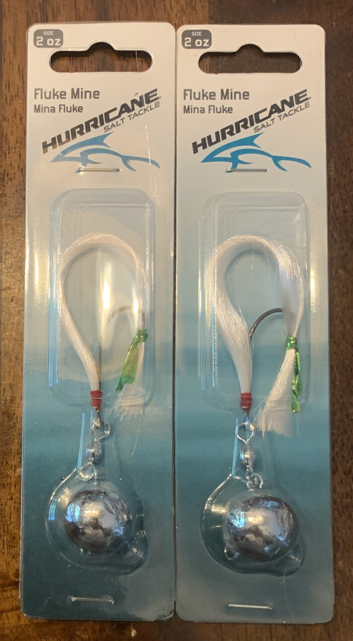 2-Pack 2 OZ White Fluke Mine Ball Jigs for Fishing
