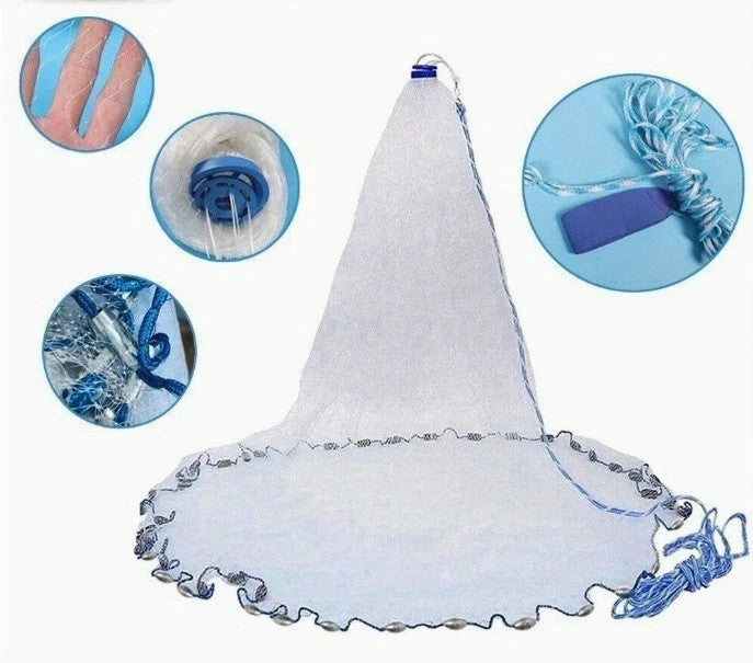 Fishing Cast Net for Bait - Multiple Sizes, Easy Throw Nylon Mesh