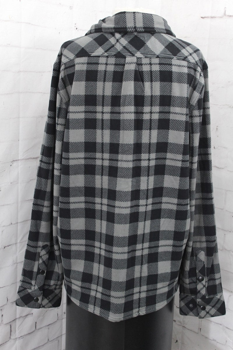 686 Sierra Fleece Button-Up Flannel Men’s XL Charcoal Plaid Cold Weather Shirt
