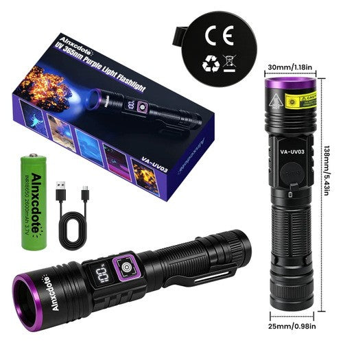 UV Flashlight Torch for Pet Stain Detection Rechargeable UV Light