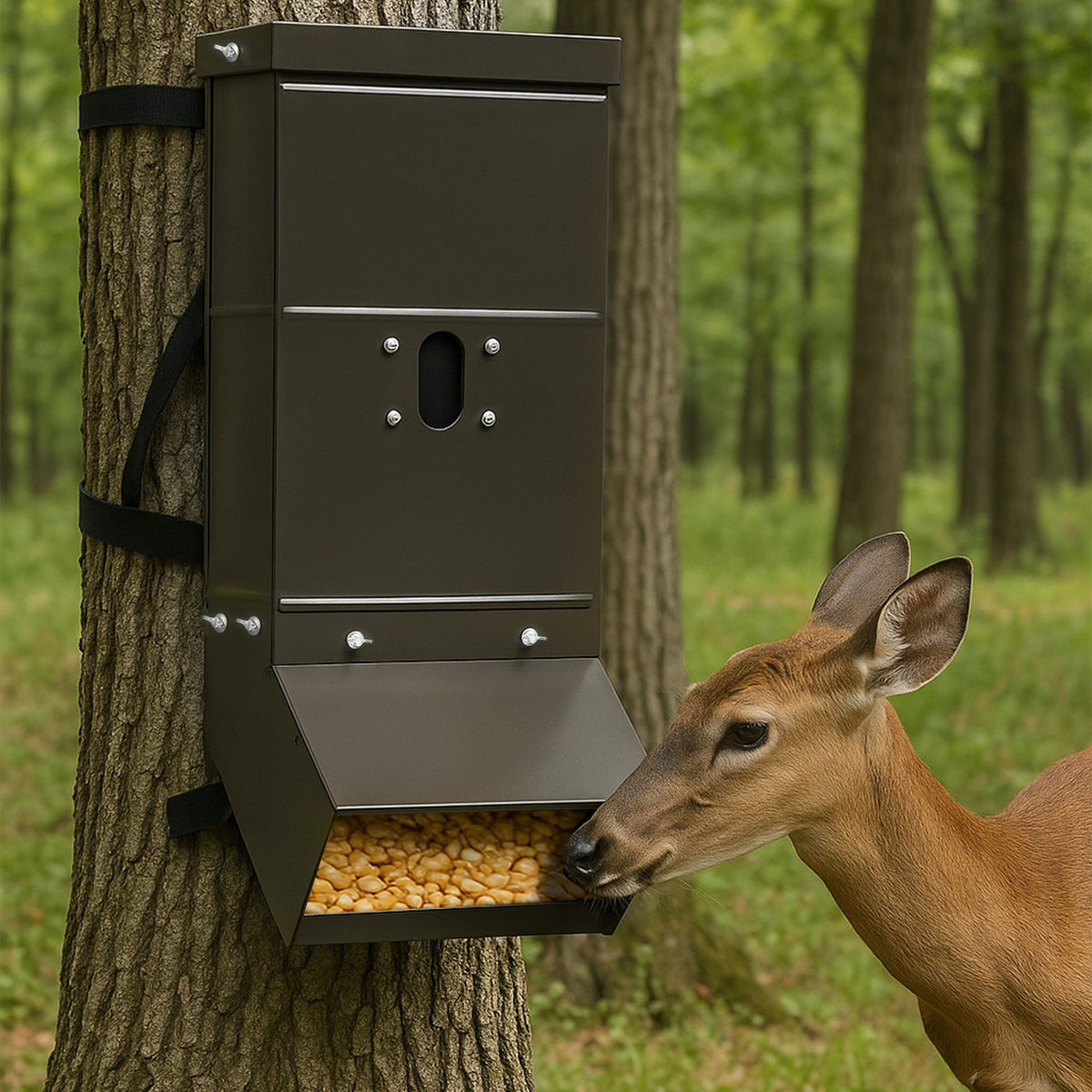 Portable Deer Gravity Feeder Tree Mount 85 LBS for Wild Game Hunting