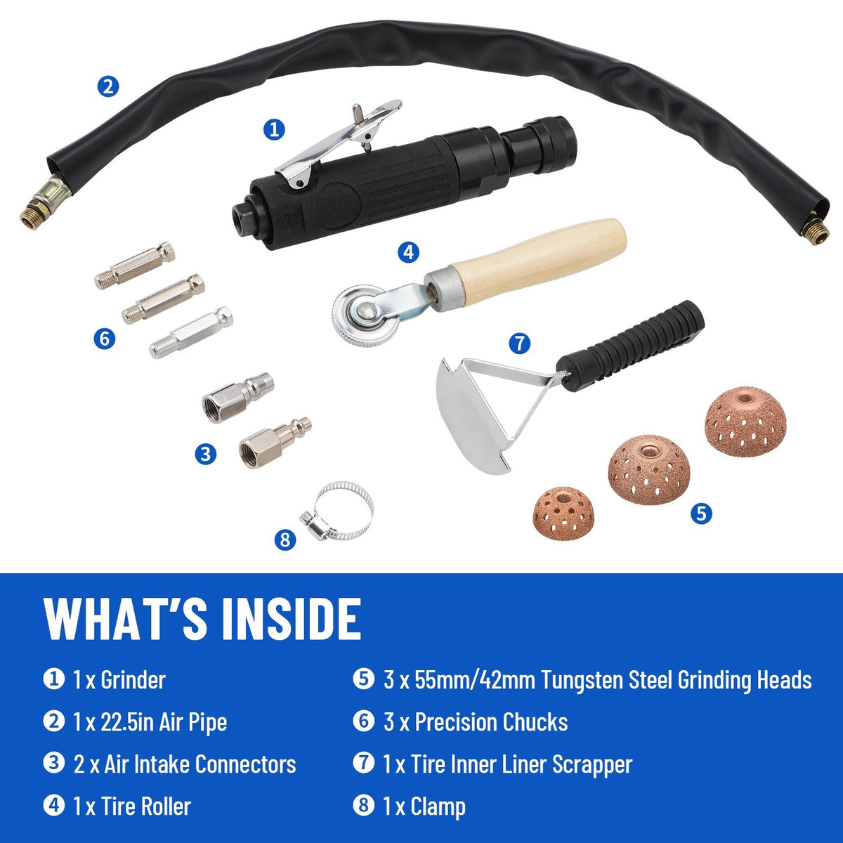 Air Tire Repair Buffer Kit with Polish Patch Tools 2500rpm Low Speed
