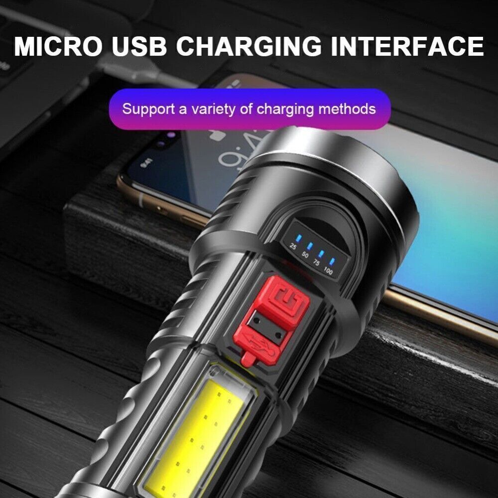 High Power 990000000 Lumen LED Flashlight Rechargeable Torch Outdoor Lamp