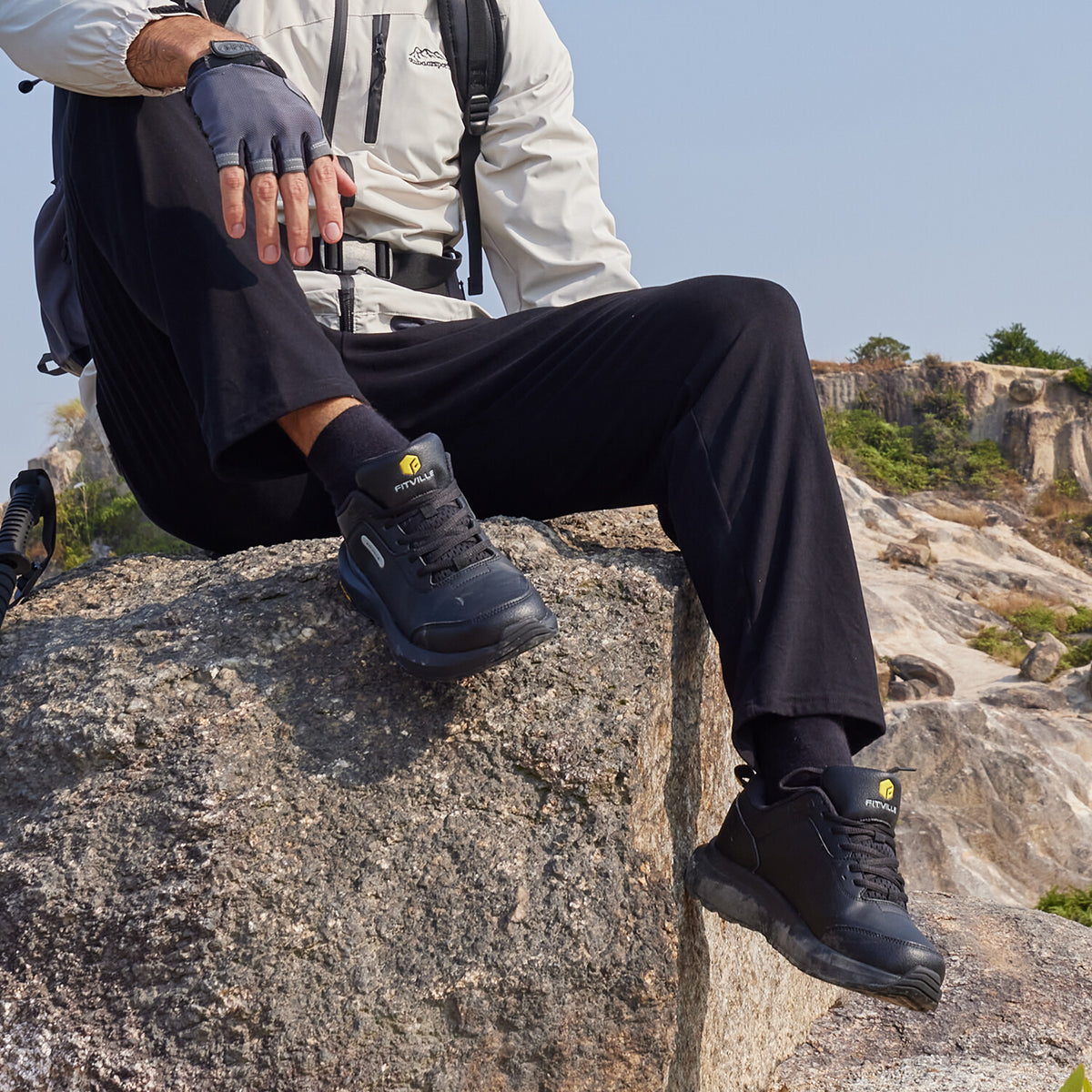 Men's Hiking Shoes Waterproof Wide Fit Outdoor Walking Sneakers