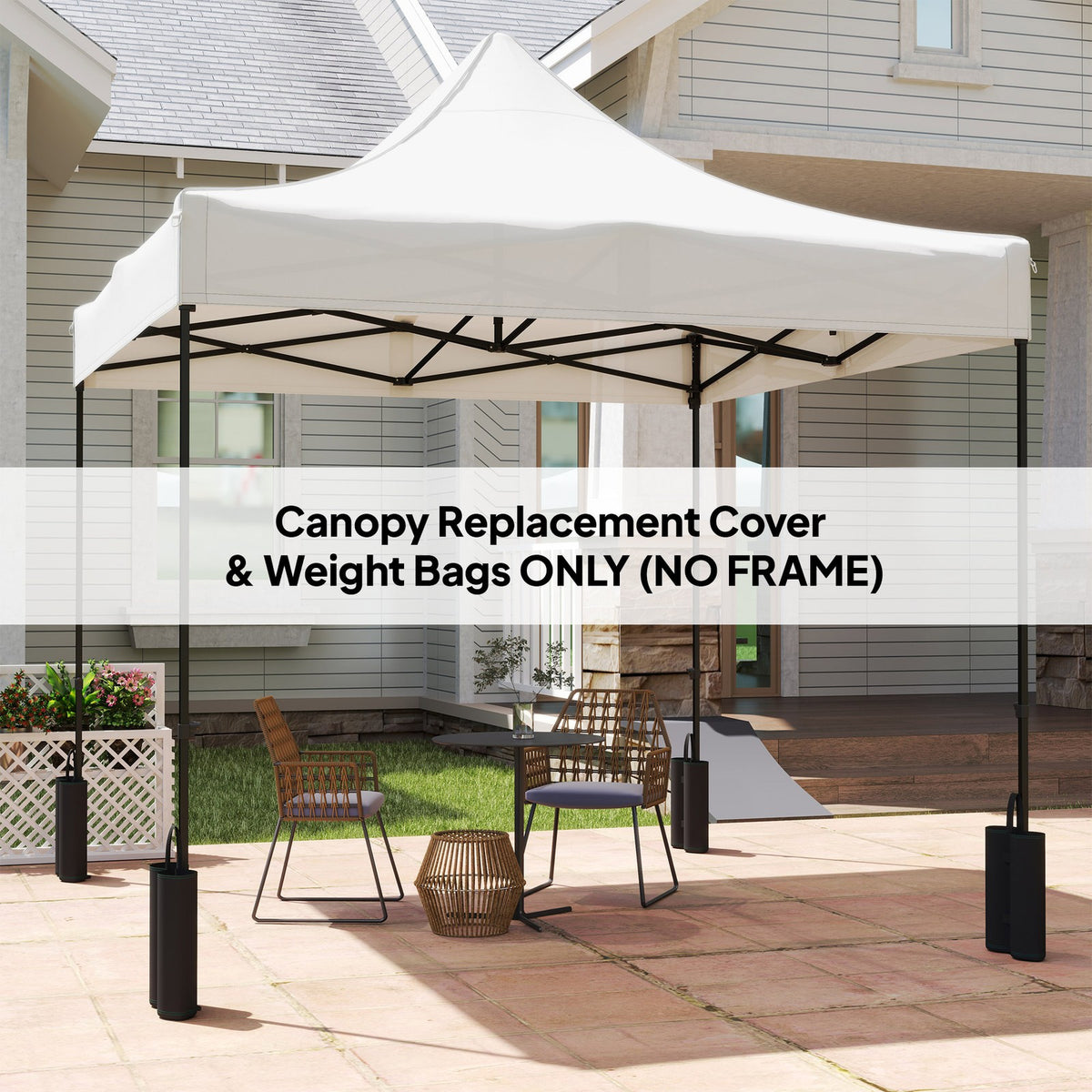 10x10 Pop Up Canopy Replacement Top with Weights - White