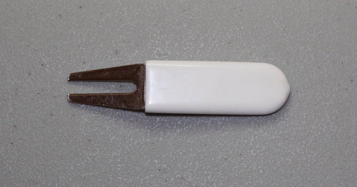 Rubber Bent Fork Divot Tool - White Golf Accessory for Repair