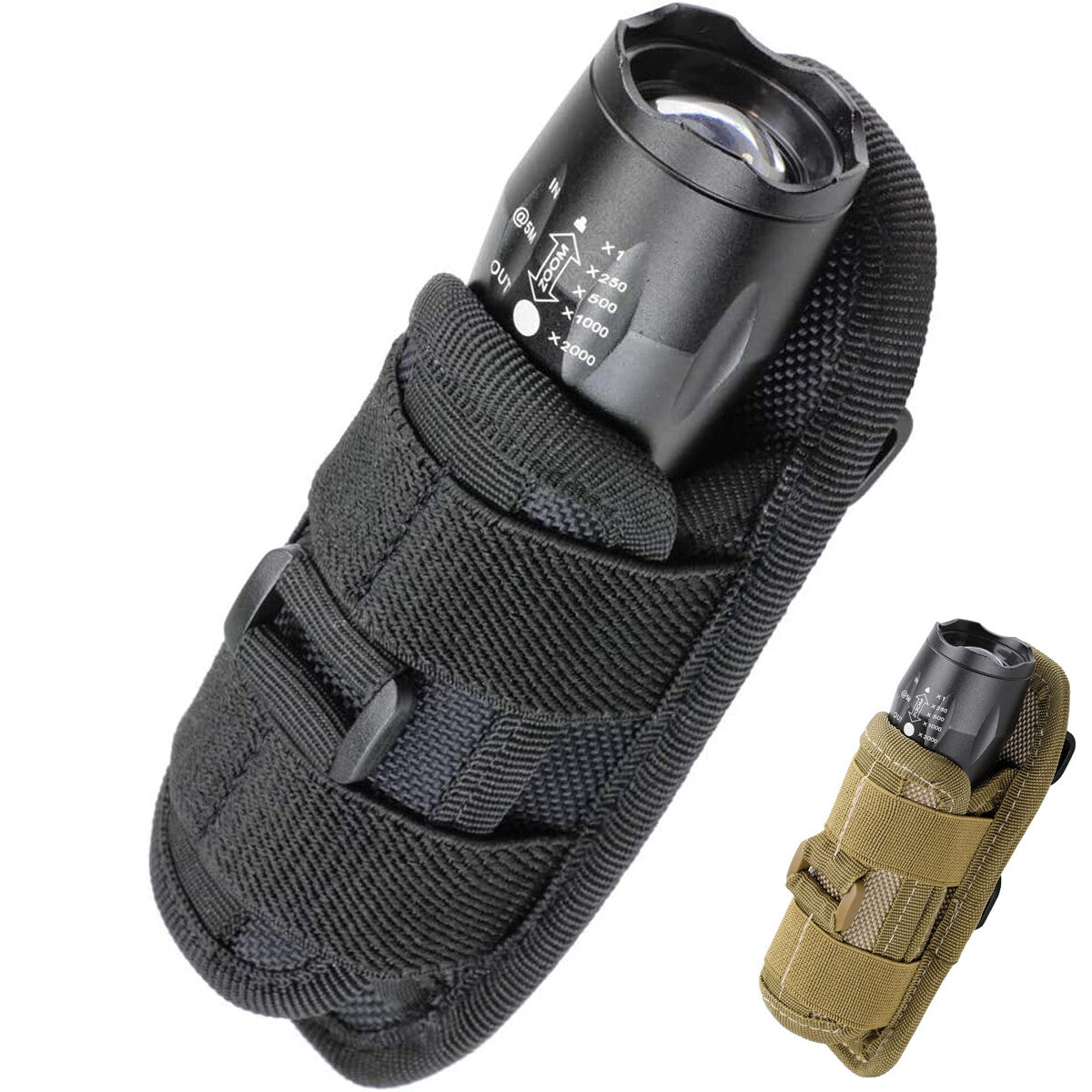Tactical Flashlight Holster with Rotatable 360° Clip Belt Pouch for Outdoor Use