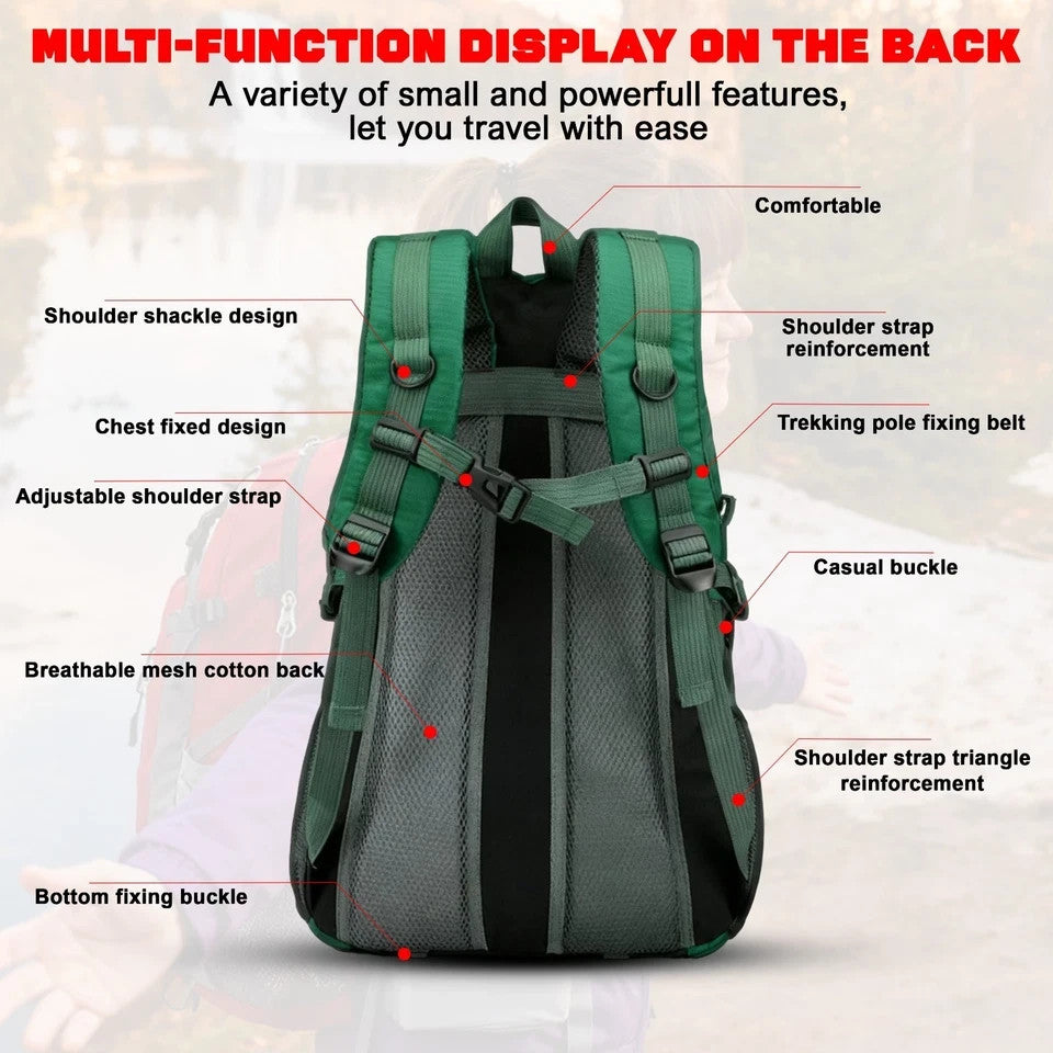40L Travel Backpack for Men & Women Outdoor Hiking Camping Rucksack