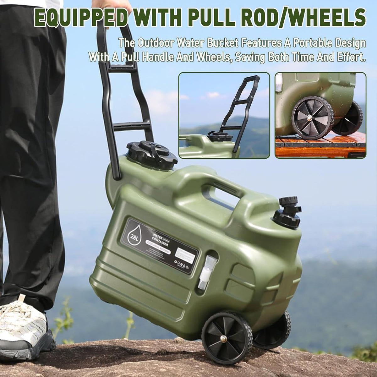 Portable Camping Shower Kit with 7.4 Gallon Water Jug & Rechargeable Pump