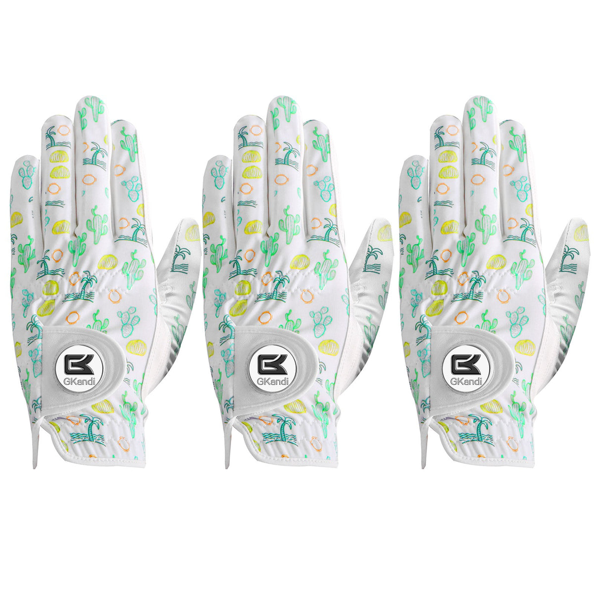 Men's Golf Gloves 3 Pack with Ball Marker Breathable All Weather Grip