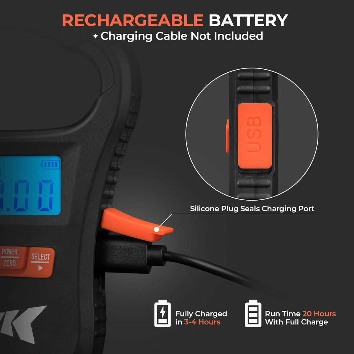 Digital Fish Scale 65lb Capacity USB Charging Ultra-Thin Portable LCD