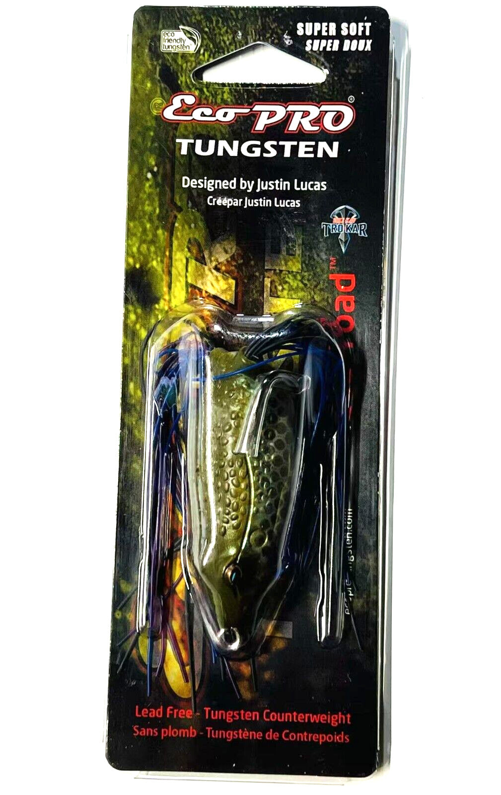 Bass Fishing Frog Lure - Eco Toad Hollow Body Soft Rubber Bait with Hooks