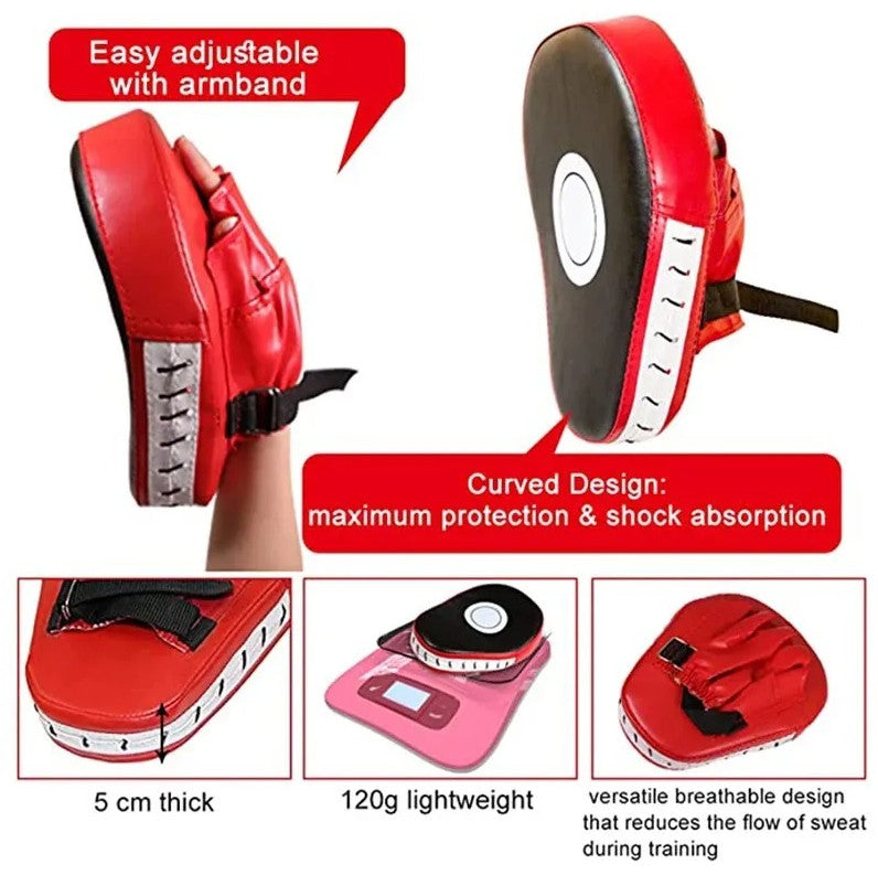 Boxing Focus Mitts Training Gloves with Adjustable Strap - Curved Punching Pads
