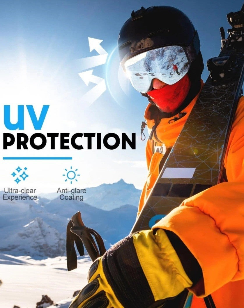 OTG Ski Goggles with UV400 Anti-Fog Lenses - Rimless Snowboard Goggles