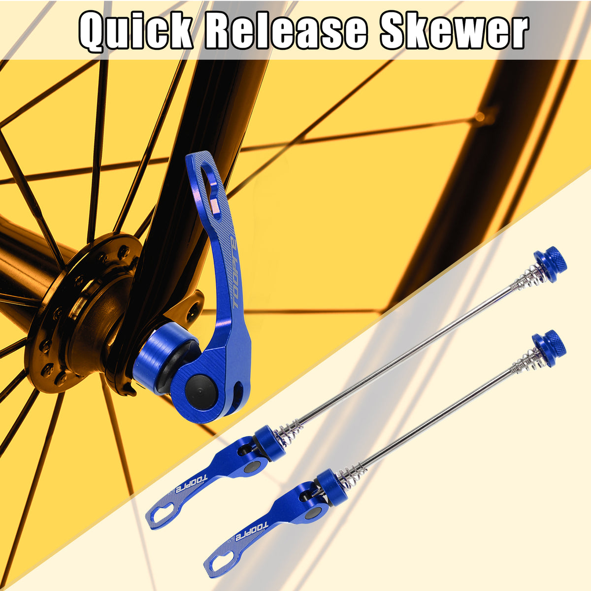 Bike Quick Release Axles Skewers Front & Rear Blue for MTB Wheels
