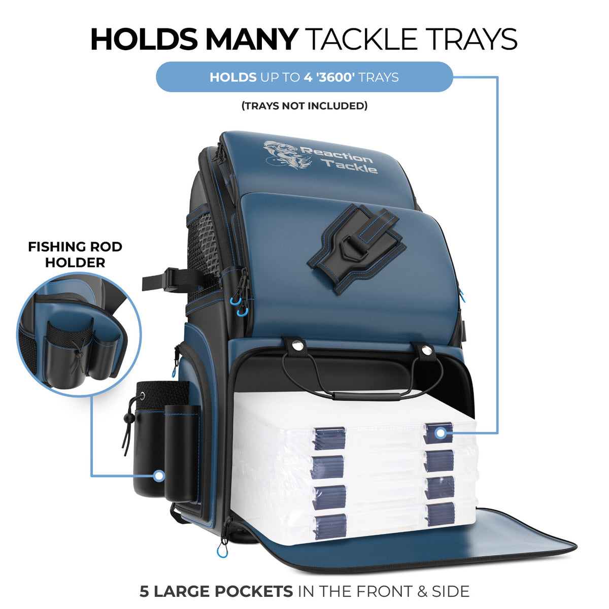 Saltwater Resistant Fishing Backpack with Tackle Storage Organizer