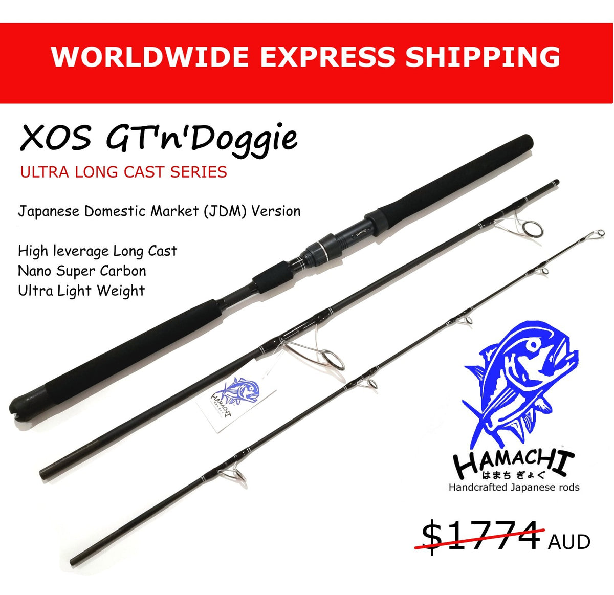 Inshore Saltwater Spinning Rod - Black Series, 24-Ton Carbon, Fuji Components