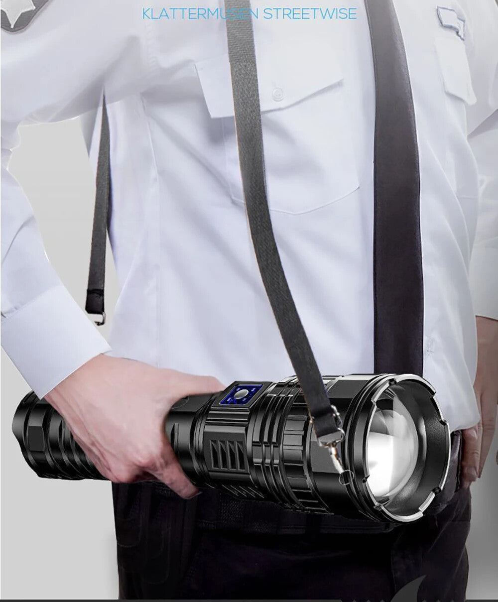 Rechargeable LED Flashlight 10000 Lumens Tactical Searchlight with Zoom