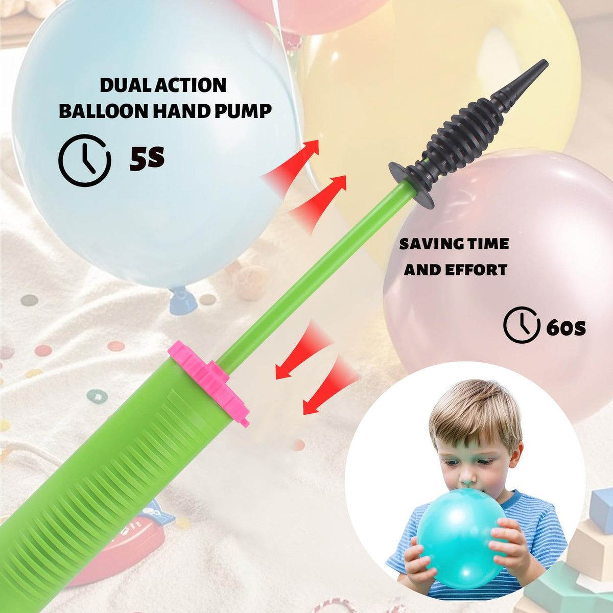 Balloon Pump Kit with 100 Assorted 260 Balloons for Party Decoration