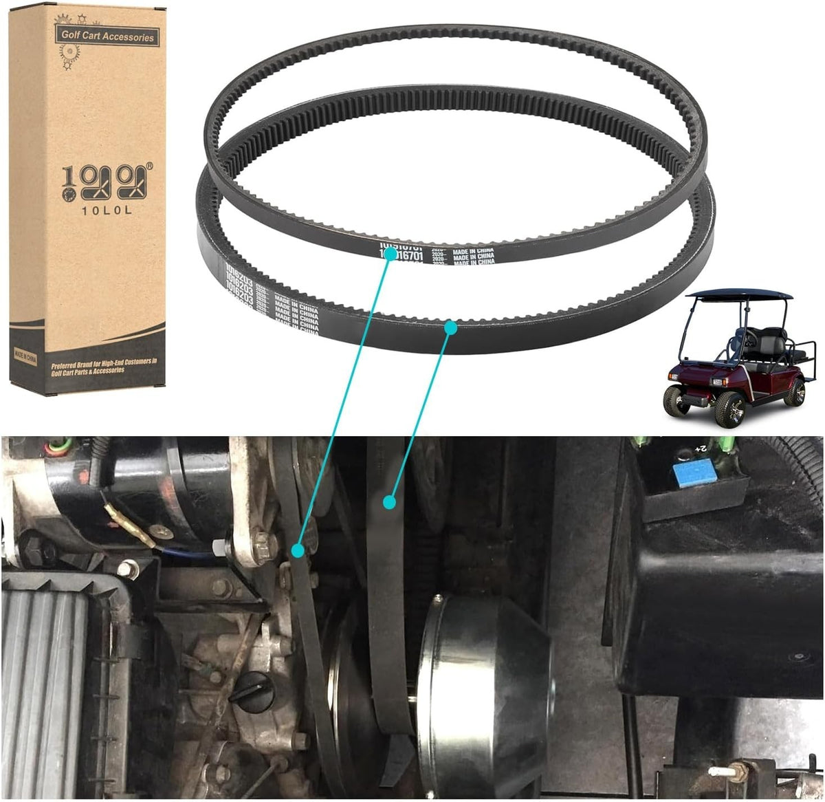 Golf Cart Clutch Drive Belt & Starter Belt Kit for Club Car DS & Precedent