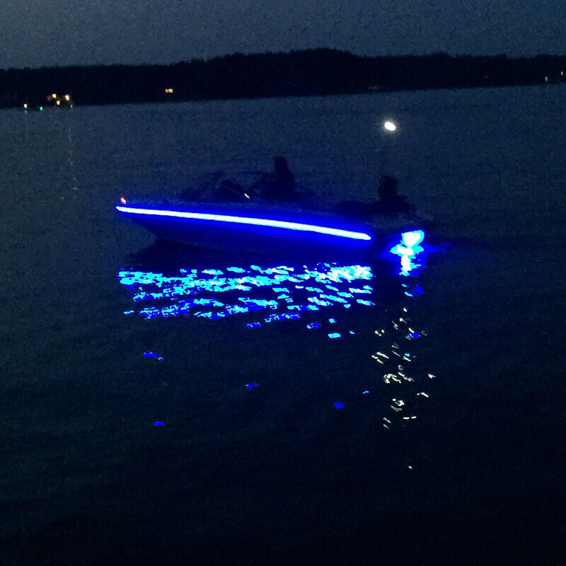 16ft UV LED Strip Light Blue Night Fishing Boat 12V DC Waterproof