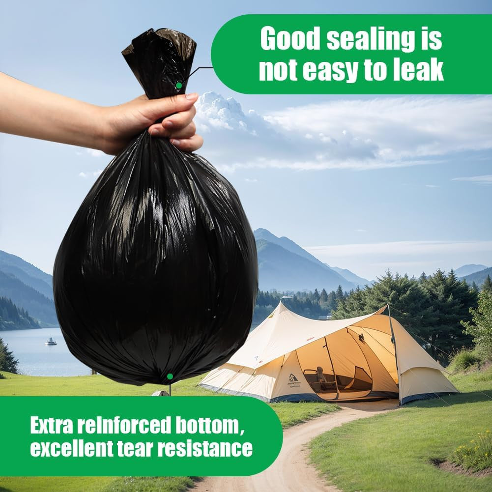 Camping Toilet Bags 30L Heavy Duty Waste Liners - 120 Pack Black