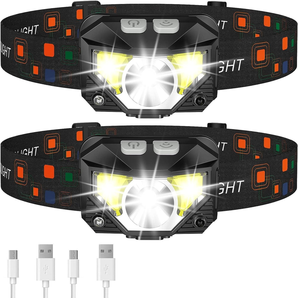 Rechargeable LED Headlamp 1200 Lumens Waterproof Outdoor Camping Hiking Light - 8 Modes
