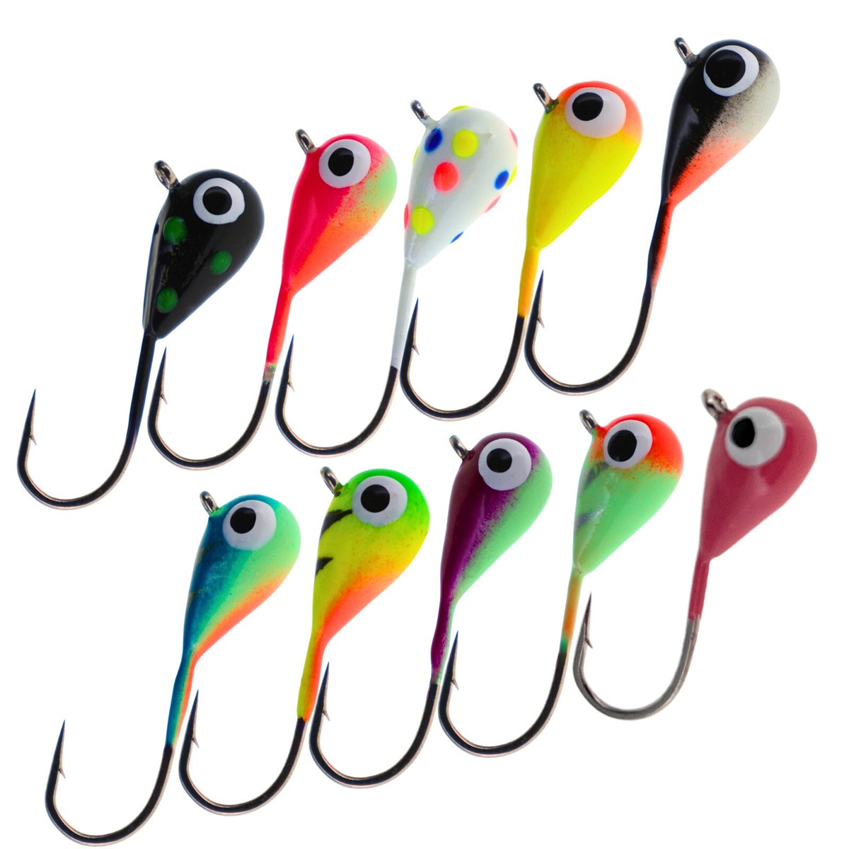Ice Fishing Jigs Tungsten Lures for Panfish Crappie Perch Glow-Effect