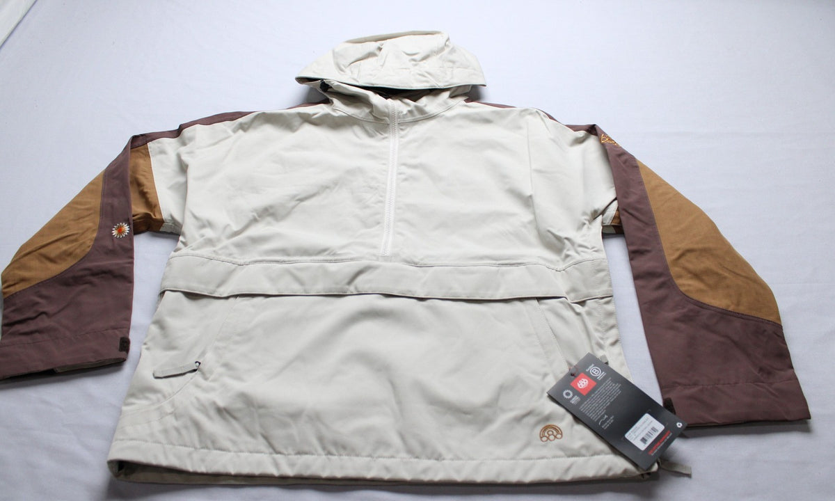 Women's Loose Fit Shell Anorak Jacket - Limestone Colorblock, Small
