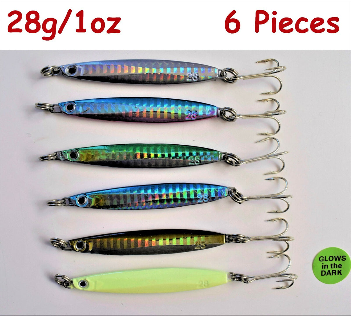 6 Pcs Fishing Jigs 28g/1oz Vertical Butterfly Lures for Saltwater & Freshwater