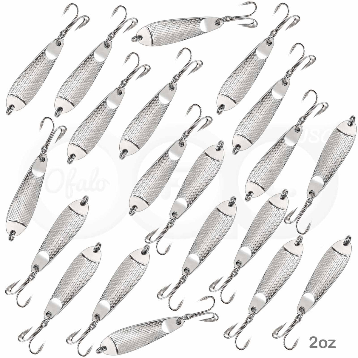 Fishing Spoons 2oz Hammered Silver Jig Lures for Saltwater & Freshwater