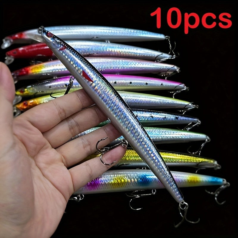 10pcs Large Minnow Sea Fishing Lures Artificial Hard Baits for Saltwater Fishing
