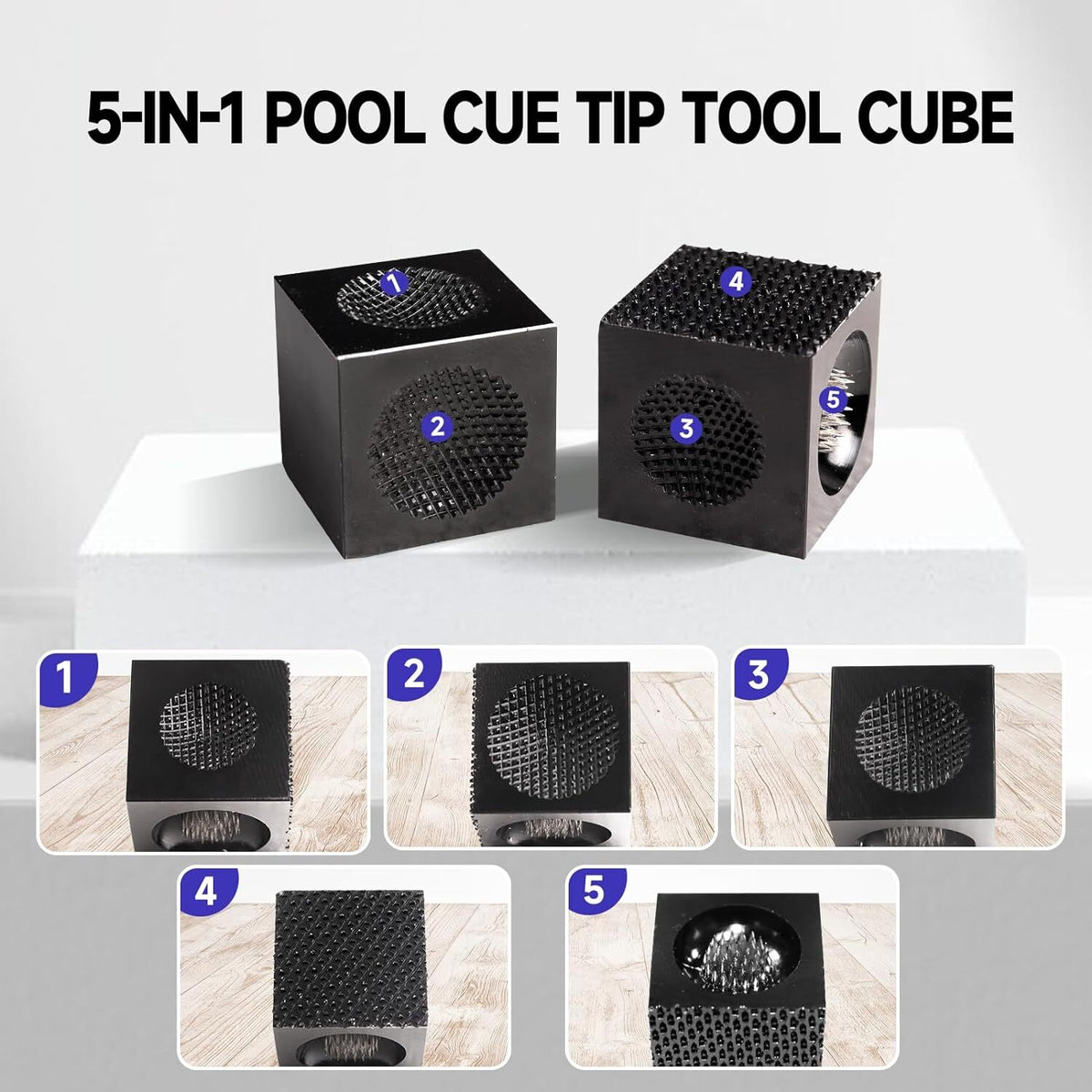 5-in-1 Pool Cue Tip Tool Cube – Scuff, Shape, Aerator & Pin Accessory