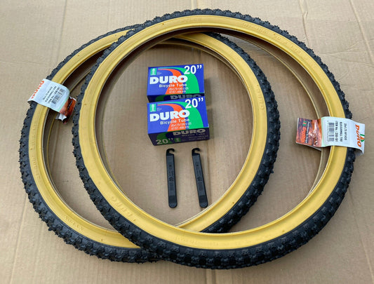 20x1.75 Bike Tires and Tubes Set for BMX, Freestyle, Kids Bikes - Black & Gum Wall