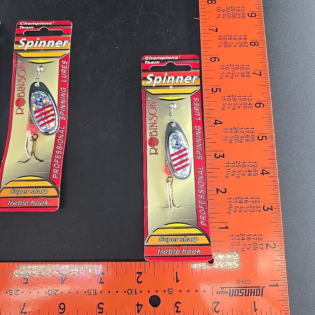 Fishing Spinner Set 4 Pack Robinson #4 12g Approx 7/16oz - Compare To Mepps & Blue Fox