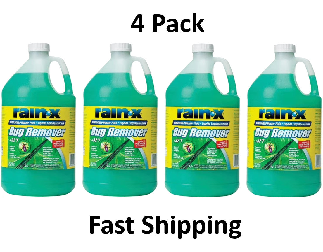 Rain-X Bug Remover Windshield Washer Fluid - 4 Gallon Pack, Streak-Free, Water Beading Technology