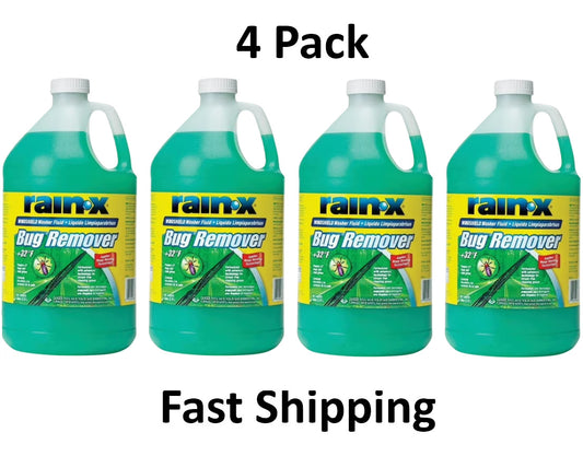 Rain-X Bug Remover Windshield Washer Fluid - 4 Gallon Pack, Streak-Free, Water Beading Technology