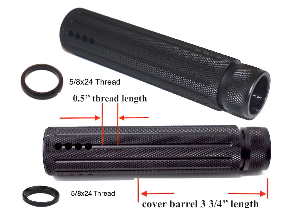 7.62mm .308 Slip-On Barrel Cover Aluminum Fits 5/8x24 Thread