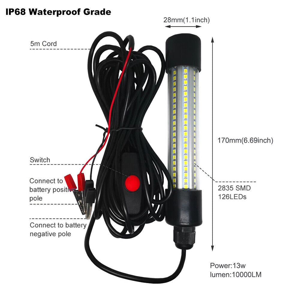Green Underwater Fishing Light - 12V 120 LED Submersible Lamp for Night Fishing
