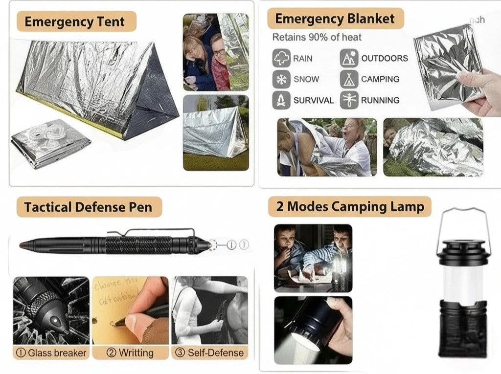 250 Piece Emergency Survival First Aid Kit with Molle Bag for Outdoors Camping & Disaster Preparedness